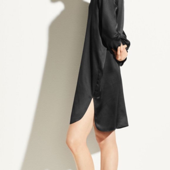 NWT VINCE V- Neck 100% Silk Tunic Dress in BLACK size S - Picture 3 of 3